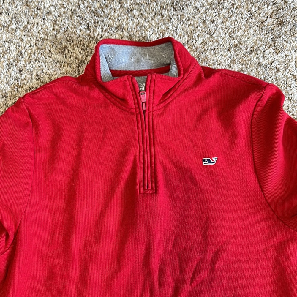 VINEYARD VINES Quarter-Zip Sweater Red Sz XL - 18 💯 PIMA COTTON